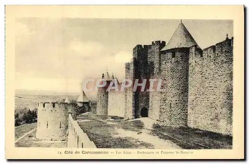 Ansichtskarte AK Cite de Carcassonne Les Lices Barbacane et Poterne St Nazaire