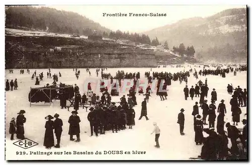 Cartes postales Patinage sur les Bassins du Doubs En Hiver