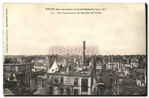 Cartes postales Reims Dans ses annees de Bombardement Vue Panoramique du Quartier des Laines Militaria