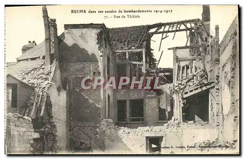 Cartes postales Reims Dans ses annees de Bombardements Rue De Thillois Militaria