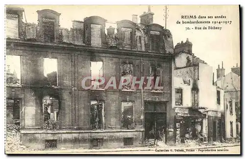 Cartes postales Reims Dans ses annees de Bombardements Rue De Betheny Militaria