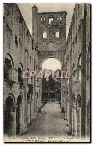 Cartes postales Ancienne Abbaye de Jumieges La Grande nef