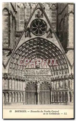 Cartes postales Bourges Ensemble du Porche Central de La Cathedrale