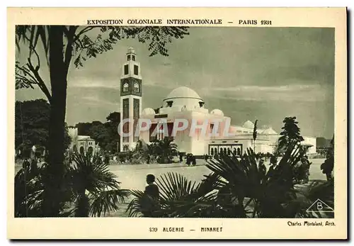 Cartes postales Exposition Colonlale Internationale 1931 Paris Algerie Minaret