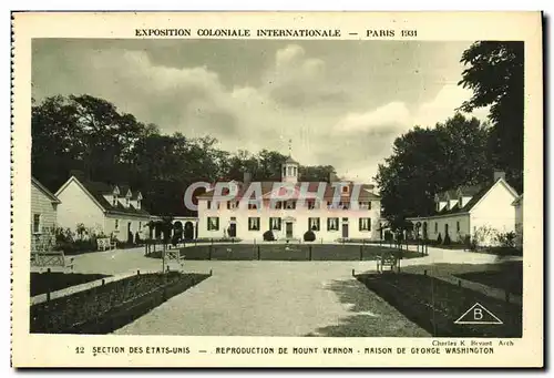 Ansichtskarte AK Exposition Colonlale Internationale 1931 Paris Section Des Etats Unis Reproduction De Mount Vern