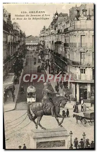 Cartes postales Orleans Statue de Jeanne d Arc et Rue de la Republique