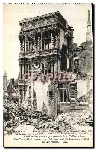 Cartes postales La Grande Guerre Arras L Hotel de Ville Militaria