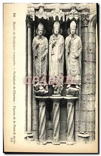 Ansichtskarte AK Musee de Sculpture Cathedrale de Chartres Figures de la porte de droite