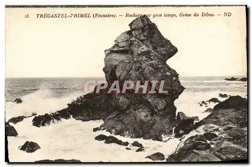 Cartes postales Tregastel Primel Rochers par Gros Temps Greve du Diben