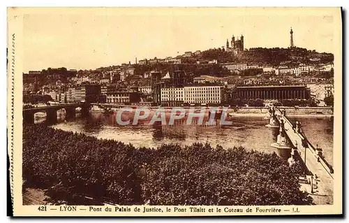 Ansichtskarte AK Lyon Pont du Palais Justice le Pont Tilsitt et le Coteau de Fourviere