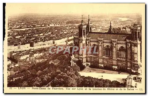 Ansichtskarte AK Lyon Notre Dame de Fourviere Vue Sur Lyon et La Jonction du Rhone et de la Saone