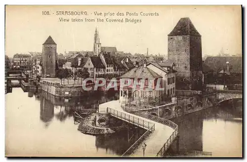 Ansichtskarte AK Strasbourg Vue Prise des Ponts Couverts