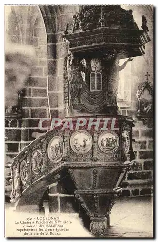 Cartes postales Locronan La chaire a precher du 15eme ornee de dix medaillons representant les divers episodes d