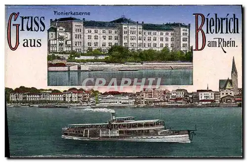 Cartes postales Gruss aus Biebrich Bateau