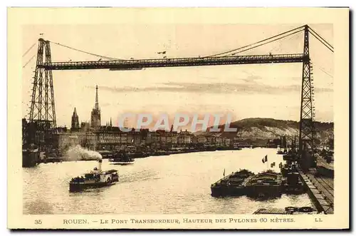 CAP Rouen Le Pont Transbordeur Hauteur Des Pylones 60 metres Bateaux