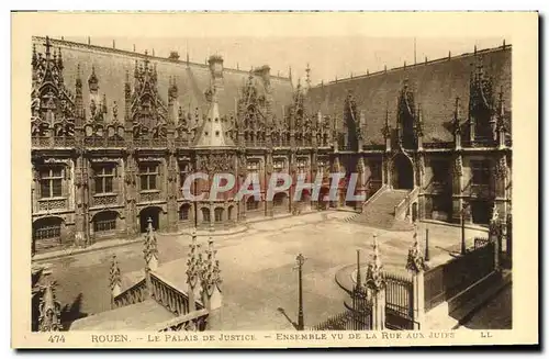 Cartes postales Rouen Le Palais De Justice Ensemble Vu De La Rue Aux Juifs