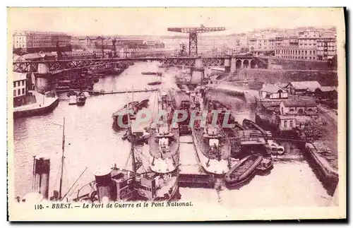 Cartes postales Brest Le Port de Guerre et le Pont National Bateaux