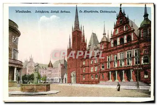 Ansichtskarte AK Wiesbaden Schlobplatz Schlob Rathaus