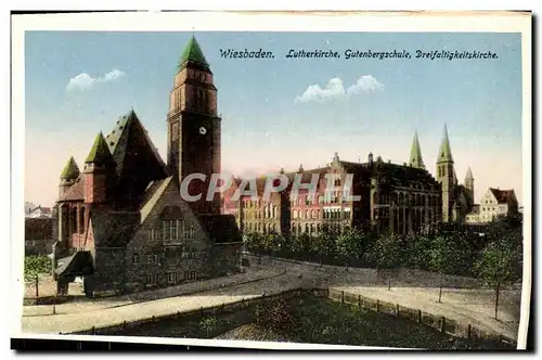 Ansichtskarte AK Wiesbaden Lutherkirche Gutenbergschule