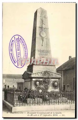 Ansichtskarte AK Bazeilles Monument Commemoratif de la bataille du 30 aout et 1er septembre 1870