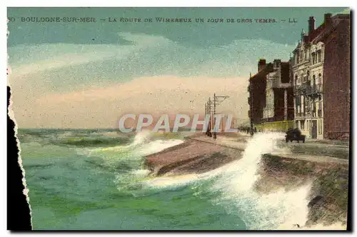 Cartes postales Boulogne sur Mer La Route De Winereux Un Jour De gros Temps