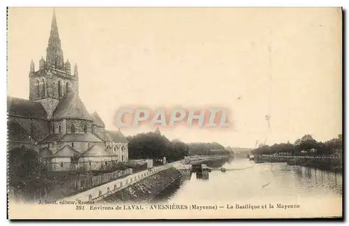 Cartes postales Laval Avesnieres La Basilique et la Mayenne