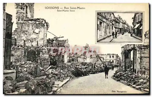 Ansichtskarte AK Soissons Rue Sainte Martin Militaria