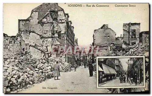 Cartes postales Soissons Rue du Commerce Militaria