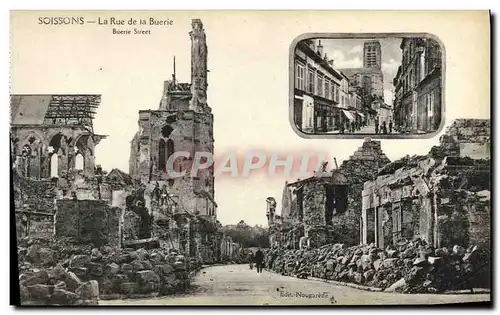 Cartes postales Soissons La Rue de la Buerie Militaria