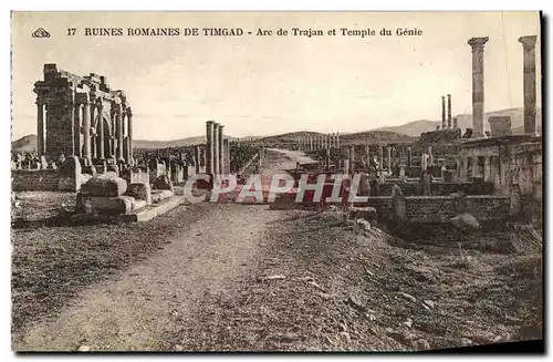 Cartes postales Ruines Romaines De Timgad Arc de Trajan et Temple du Genie
