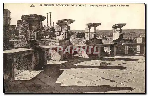 Ansichtskarte AK Ruines Romaines De Timgad Boutiques du Marche de Sertius