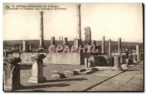 Cartes postales Ruines Romaines De Timgad Colonnades et Tribunes aux Harengues du Forum