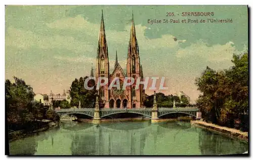 Cartes postales Strasbourg Eglise St Paul et Pont de L Universite