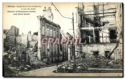 Cartes postales Reims Angle De la Gambette et rue du Jard Militaria