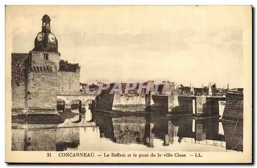 Cartes postales Concarneau Le Beffroi et le pont de la ville close