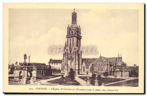 Cartes postales Pleyben L Eglise Le Cavaire et l ossuaire Vue d ensemble