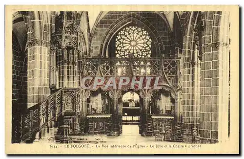 Cartes postales Le Folgoet La Vue Interieure de l eglise Le jube et la chaire a precher