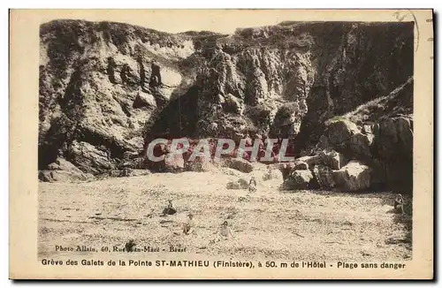 Cartes postales St Mathieu Greve des galets de la pointe Plage sans Danger