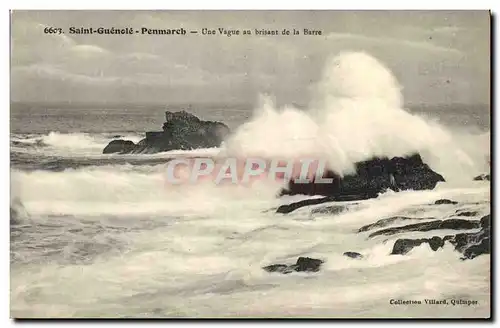 Ansichtskarte AK Penmarch Saint Guenole Une Vague au Brisant de la Barre