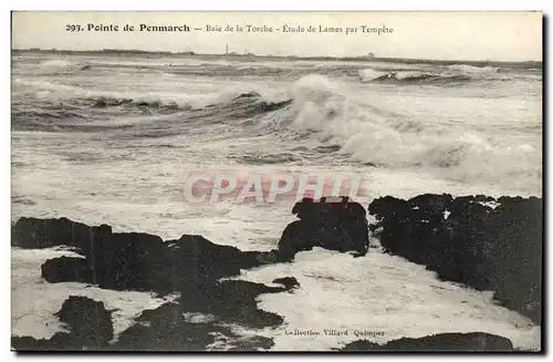 Ansichtskarte AK Pointe de Penmarch Baie de la Torche Etude de Lames par Tempete