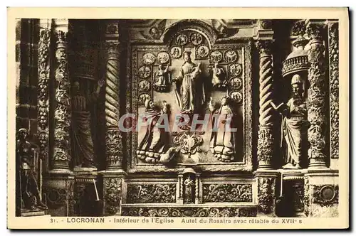 Cartes postales Locronan Interieur de L Eglise Autel du Rosaire avec retable du 17eme