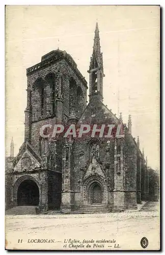 Cartes postales Locronan L Eglise Facade Occidentale et chapelle du Peniti