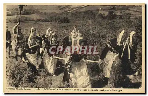 Ansichtskarte AK Locronan Pardon de la Grande Tromenie La procession de la grand Tromenie Folklore Costume