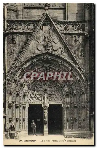 Cartes postales Quimper Le Grand Portail de La Cathedrale