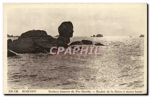 Cartes postales Roscoff Rochers bizarres de per Haridy Rocher de la Sirene a maree haute