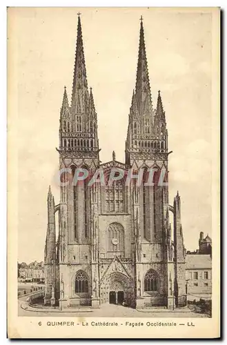 Ansichtskarte AK Quimper La Cathedrale Facade Occidentale