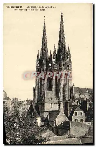 Cartes postales Quimper Les Fleches de la Cathedrale Vue prise de l Hotel de I Epee