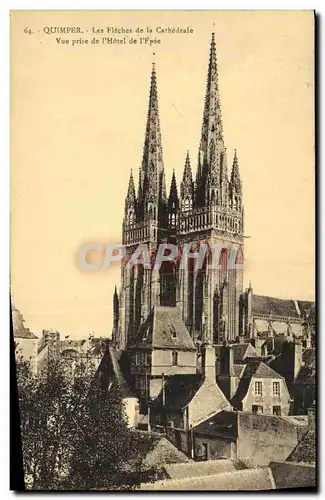 Ansichtskarte AK Quimper Les Fleches de la Cathedrale Vue prise de L Hotel de l epee