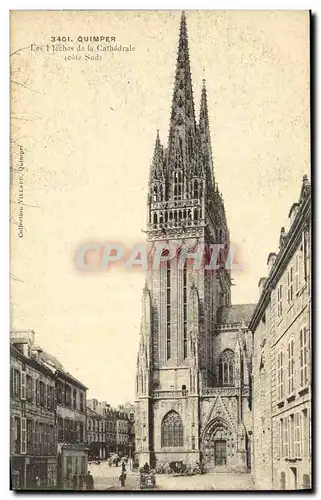 Cartes postales Quimper Les fleches de la Cathedrale