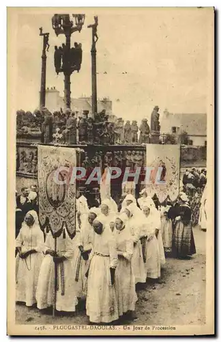 Ansichtskarte AK Plougastel Daoulas Un Joar de procession Folklore Costume